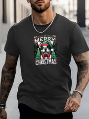 Men's Dog & Christmas Tree Pattern Shirt Casual Top