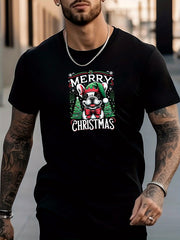 Men's Dog & Christmas Tree Pattern Shirt Casual Top