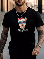 Men's Dog Pattern Shirt Casual Short Sleeve Tee Top