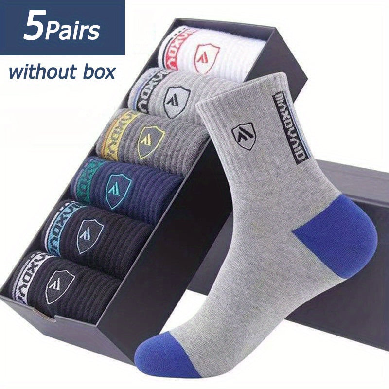 5 Pairs Cotton Sports Socks Sweat Absorbent Comfortable Thin Breathable