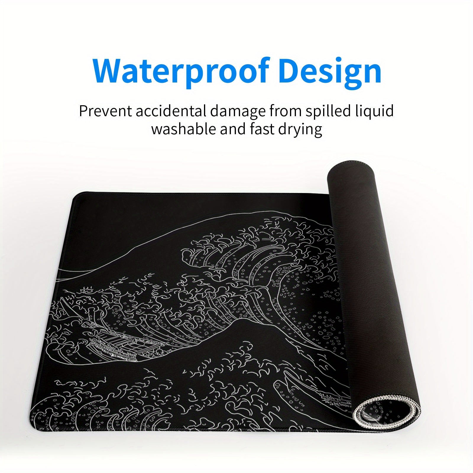 Japanese Sea Wave Large Mouse Pad Kanagawa Mat Non Slip Rubber Base 80 X 30 Cm