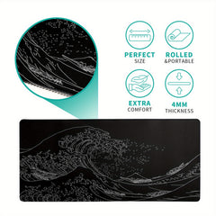 Japanese Sea Wave Large Mouse Pad Kanagawa Mat Non Slip Rubber Base 80 X 30 Cm