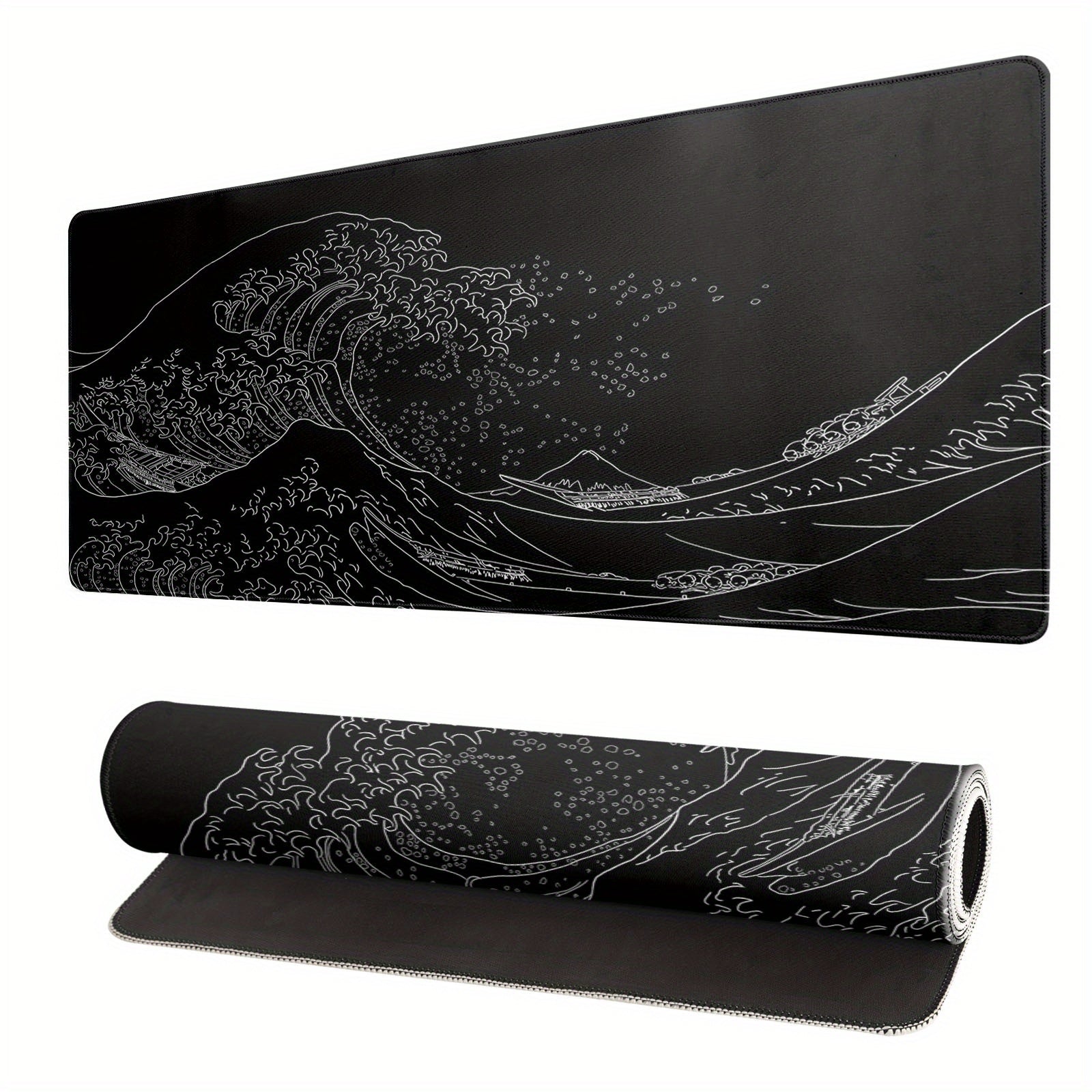 Japanese Sea Wave Large Mouse Pad Kanagawa Mat Non Slip Rubber Base 80 X 30 Cm