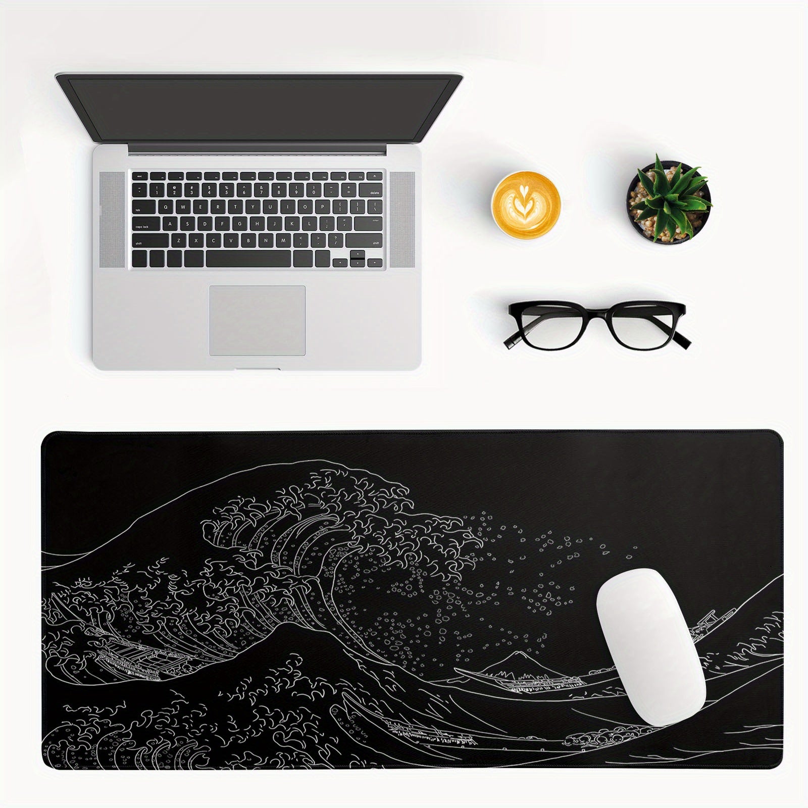 Japanese Sea Wave Large Mouse Pad Kanagawa Mat Non Slip Rubber Base 80 X 30 Cm