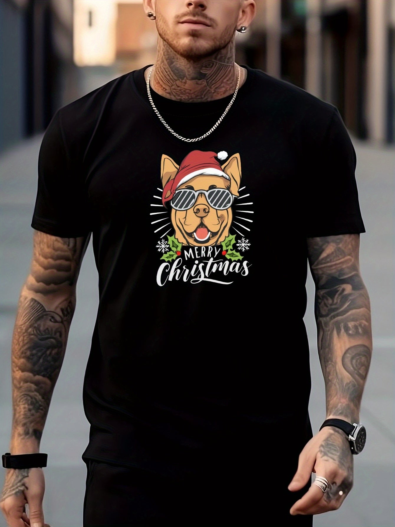 Men's Dog Pattern Shirt Breathable Casual Tee Top