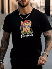 Men's Dog Pattern Shirt Breathable Casual Tee Top