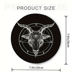 Pentagram Demon Goat Head Mouse Pad Retro Music Round Non Slip Rubber Base