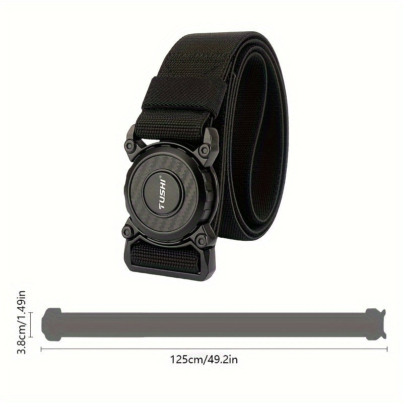 Stretchy Nylon Canvas Belt with Quick Release Buckle for Men