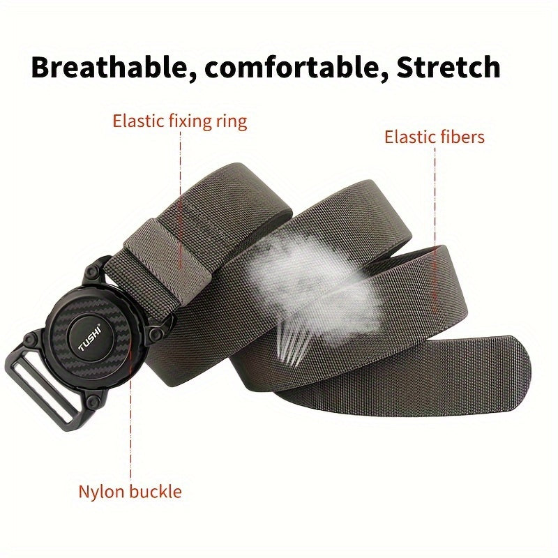 Stretchy Nylon Canvas Belt with Quick Release Buckle for Men