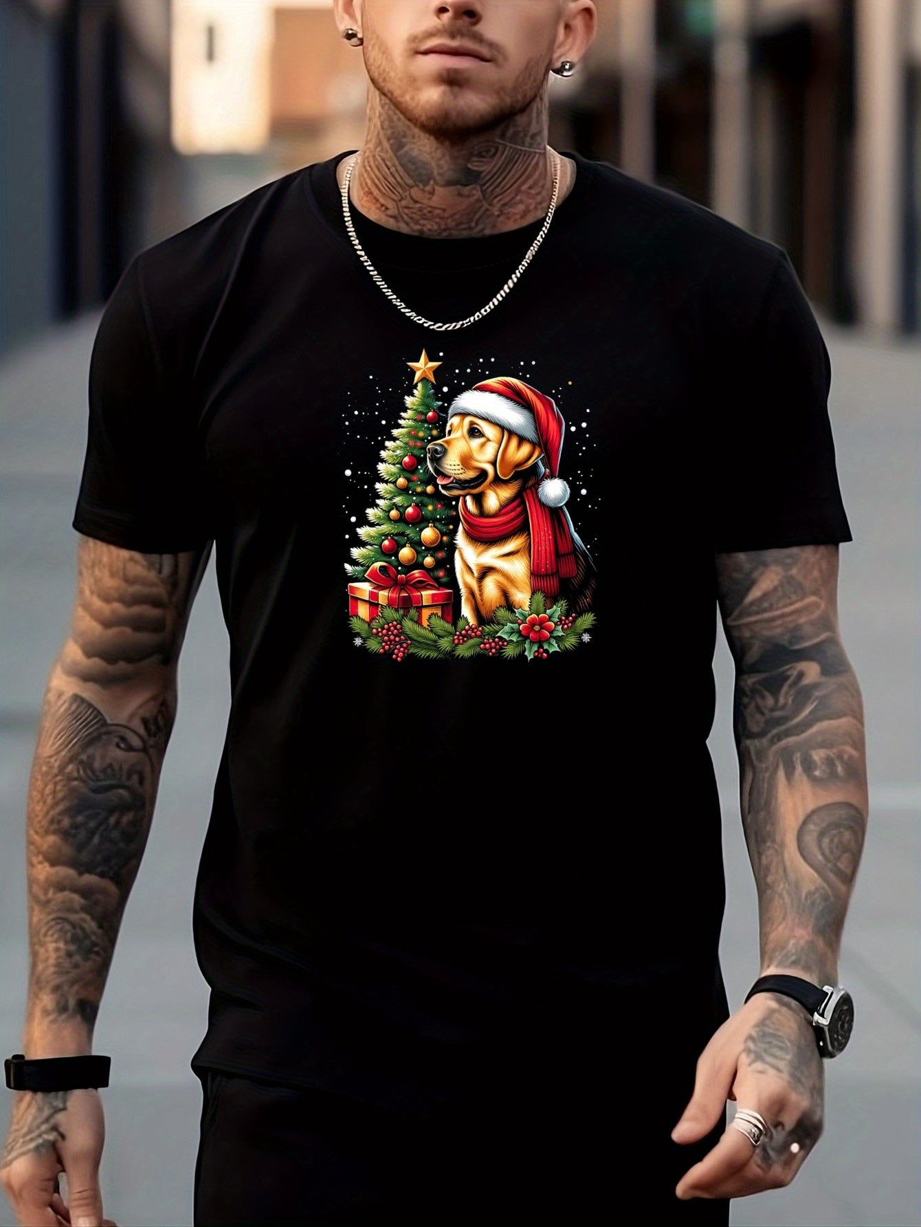 Men's Dog Pattern Shirt Casual Breathable Short Sleeve Tee Top