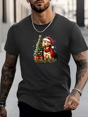 Men's Dog Pattern Shirt Casual Breathable Short Sleeve Tee Top