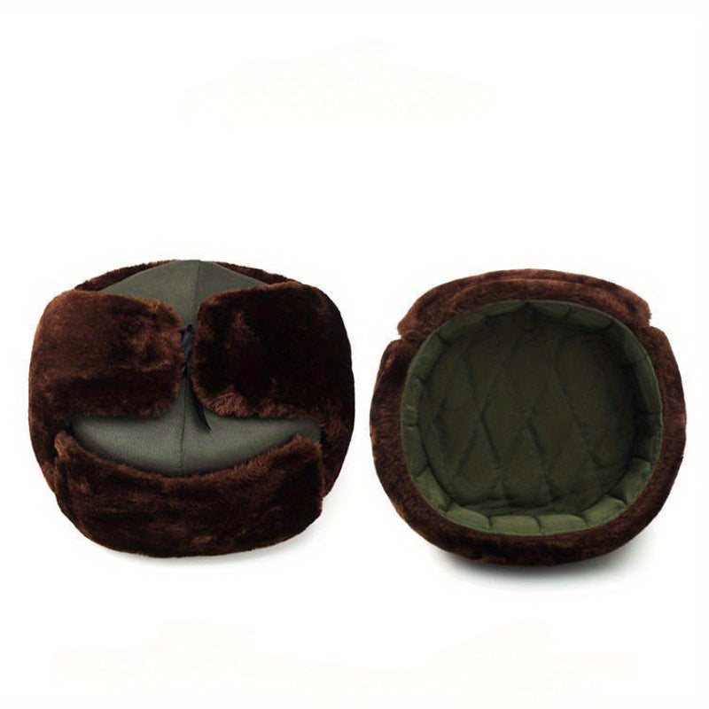 Winter Velvet Trapper Hat for Men Warm Windproof Hat with Ear Flaps