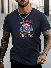 Men's Cat Pattern Shirt Casual Short Sleeve Tee Top