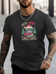 Men's Cat Pattern Shirt Casual Short Sleeve Tee Top