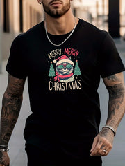 Men's Cat Pattern Shirt Casual Short Sleeve Tee Top