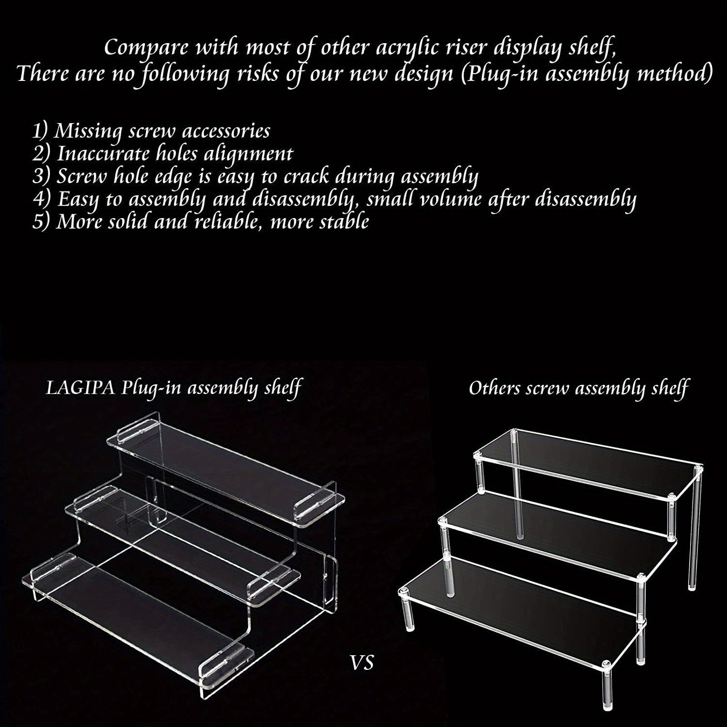 Acrylic Three Layer Ladder Hand Display Stand