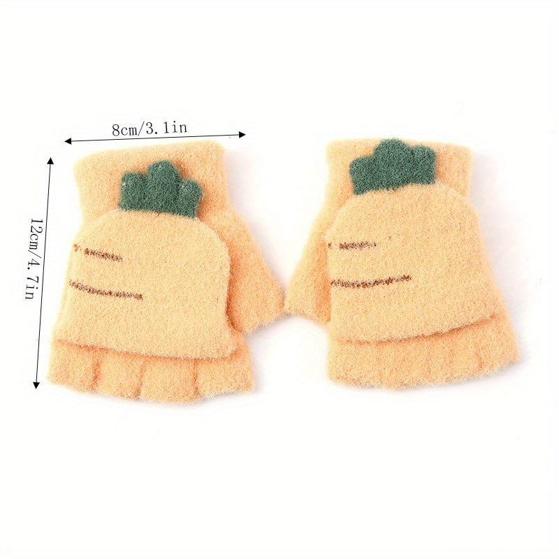 Kids' Warm Half Finger Gloves for Autumn & Winter