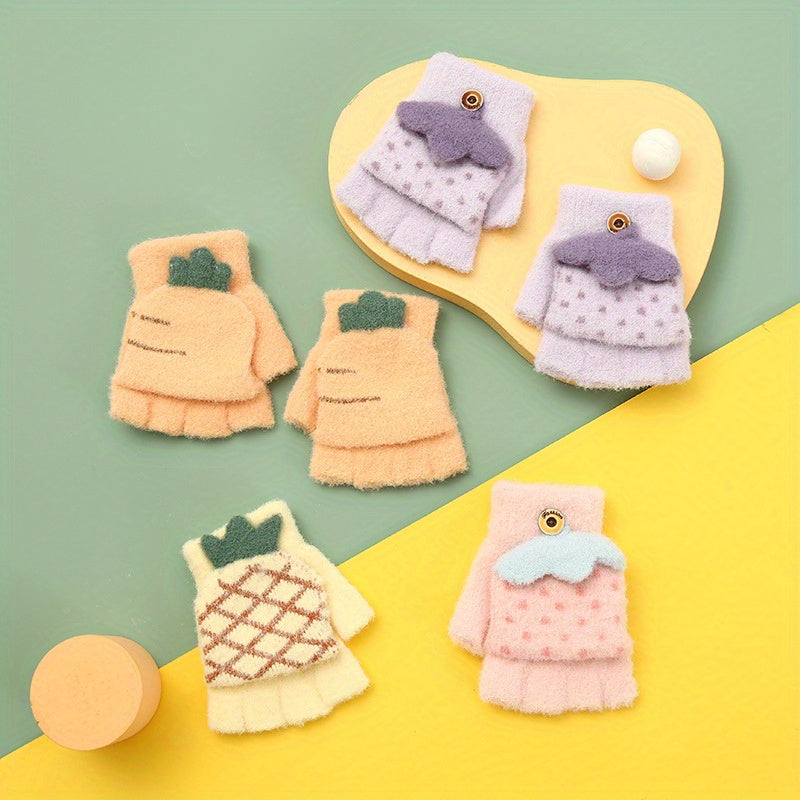 Kids' Warm Half Finger Gloves for Autumn & Winter
