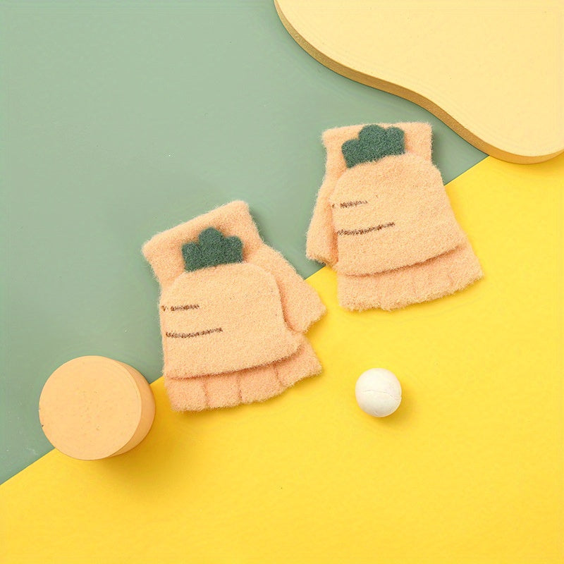 Kids' Warm Half Finger Gloves for Autumn & Winter