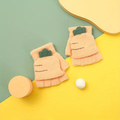 Kids' Warm Half Finger Gloves for Autumn & Winter