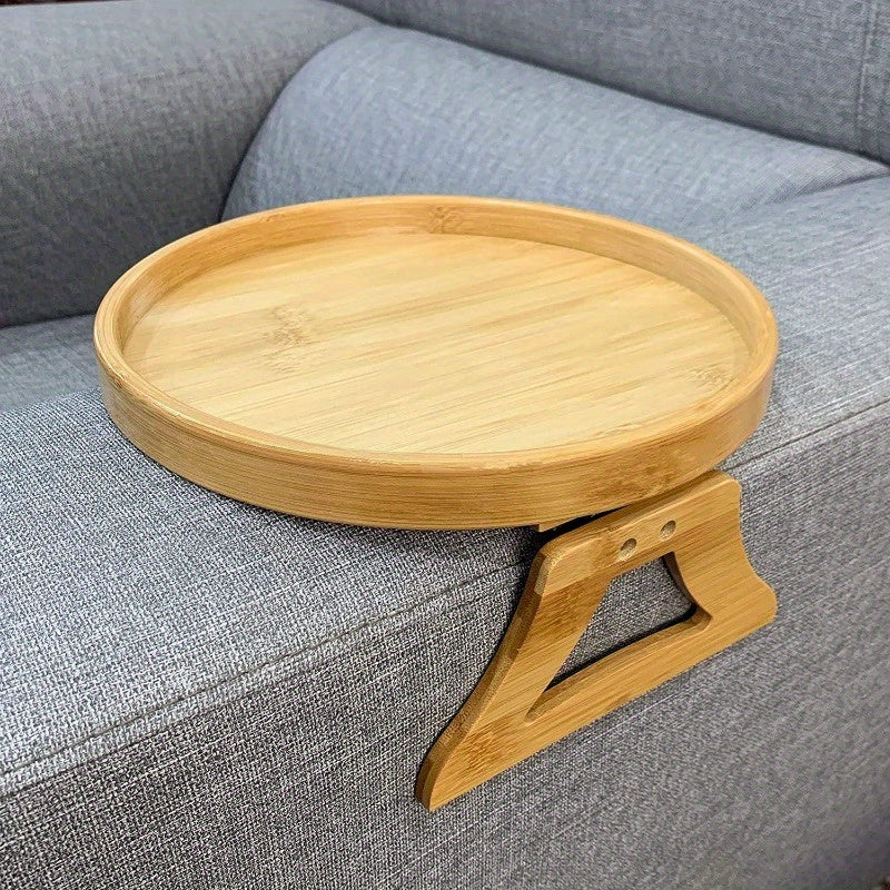 Bamboo Sofa Armrest Clip-On Tray TV Snack Holder