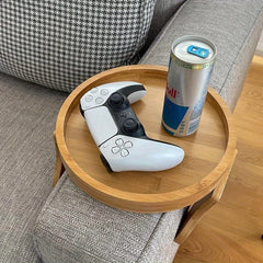Bamboo Sofa Armrest Clip-On Tray TV Snack Holder