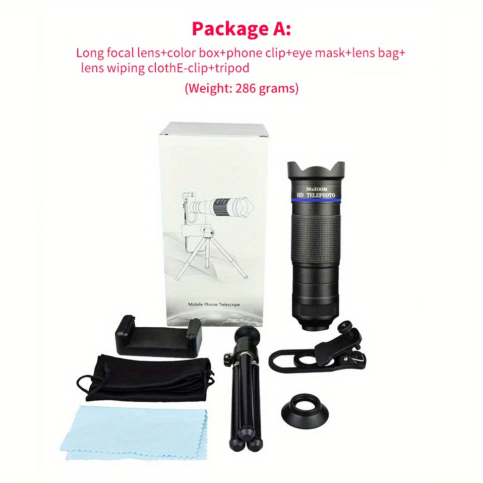 HD Monocular Telescope with Phone Clip for Smartphone Photos