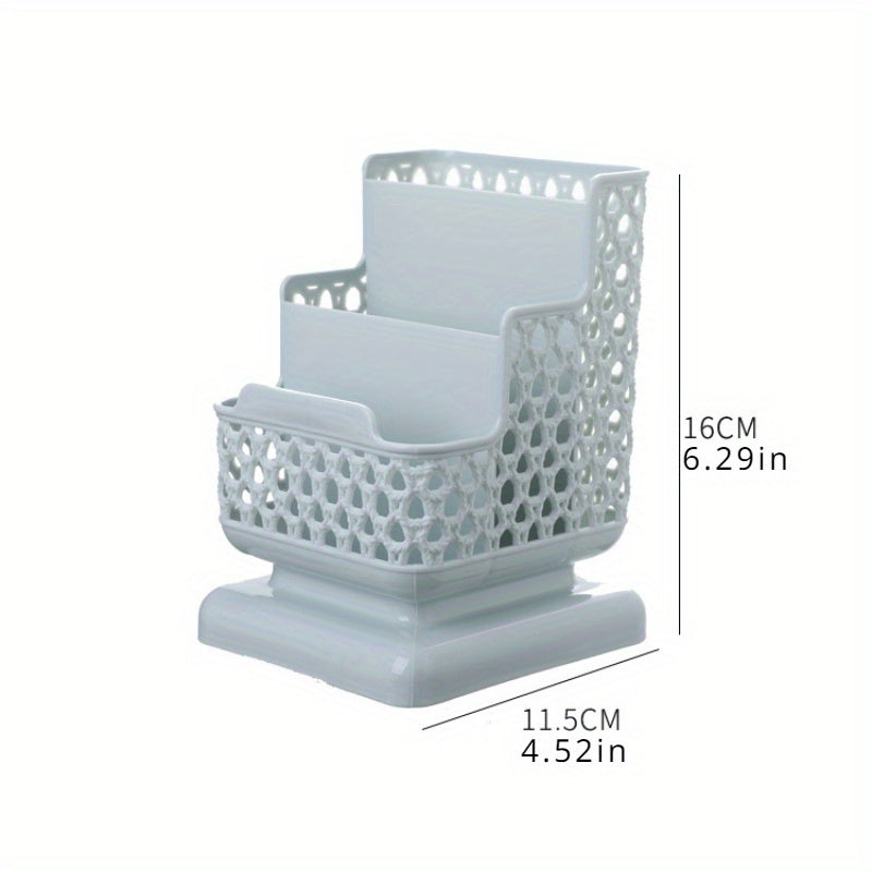 1pc Hollow Desk Organizer Mobile Phone Stand Office Supplies Pen Holder