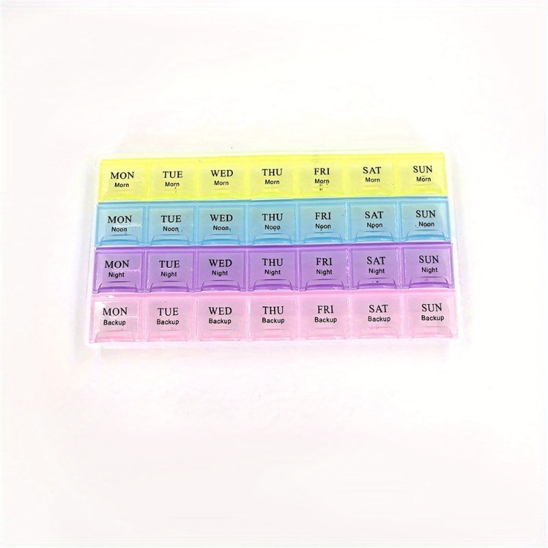 4 Row Weekly Pill Organizer with 28 Compartments Lake And Pastel Colors