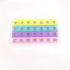 4 Row Weekly Pill Organizer with 28 Compartments Lake And Pastel Colors