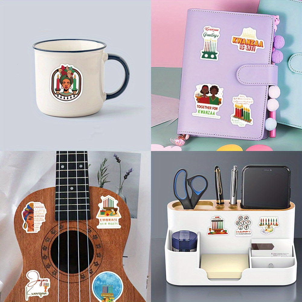 50pcs Happy Kwanzaa Party Decal Sticker for Water Cup Laptop Phone Skateboard