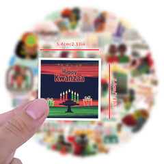 50pcs Happy Kwanzaa Party Decal Sticker for Water Cup Laptop Phone Skateboard