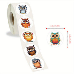 500pcs Owl Stickers Roll Cartoon Owl Animal Stickers For Bottles Laptops