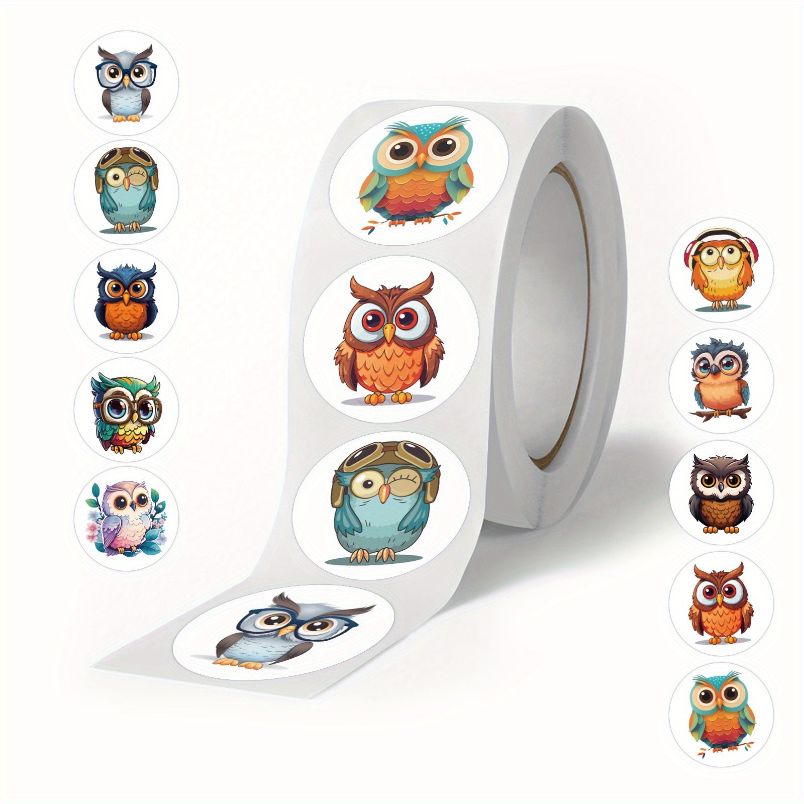 500pcs Owl Stickers Roll Cartoon Owl Animal Stickers For Bottles Laptops