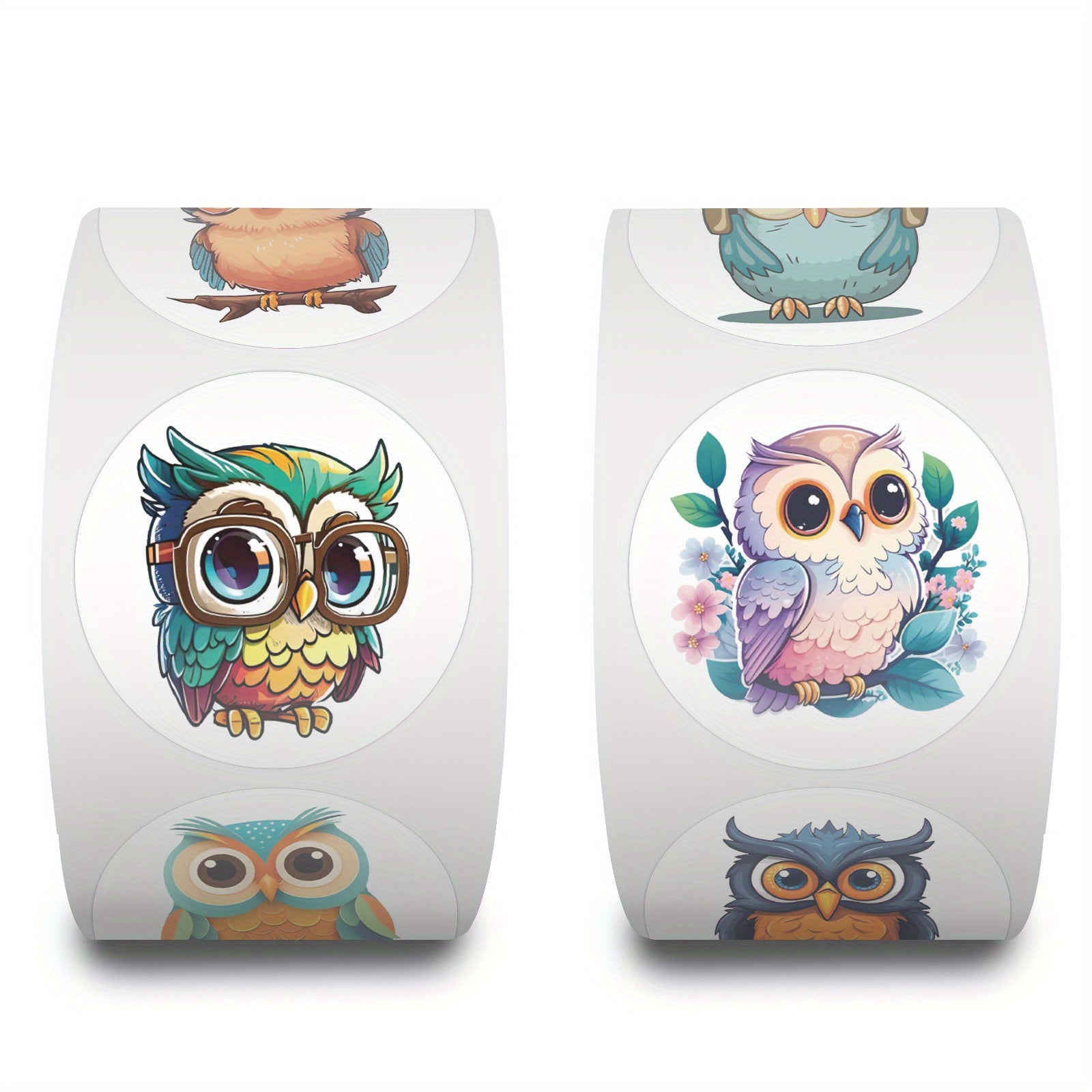 500pcs Owl Stickers Roll Cartoon Owl Animal Stickers For Bottles Laptops