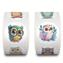 500pcs Owl Stickers Roll Cartoon Owl Animal Stickers For Bottles Laptops