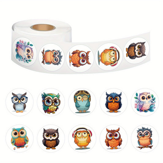 500pcs Owl Stickers Roll Cartoon Owl Animal Stickers For Bottles Laptops