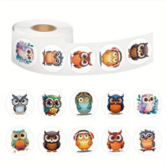 500pcs Owl Stickers Roll Cartoon Owl Animal Stickers For Bottles Laptops