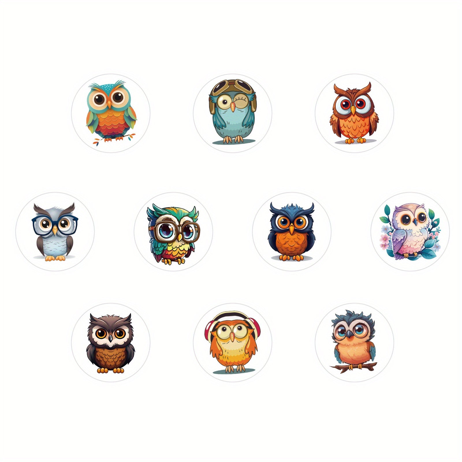 500pcs Owl Stickers Roll Cartoon Owl Animal Stickers For Bottles Laptops