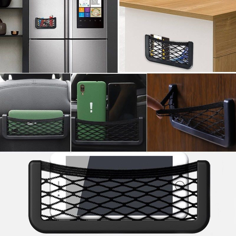 Car Storage Net Box Car Sticker Net Pocket Car Mobile Phone Holder Case