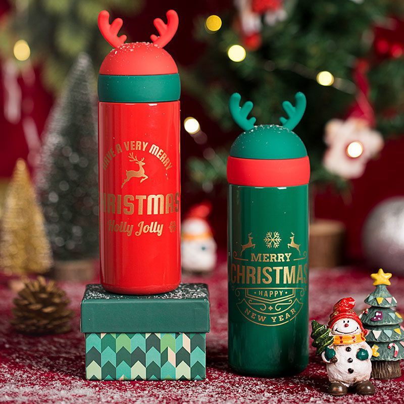 Christmas Elk Insulated Water Cup Outdoor Sports Travel Bottle