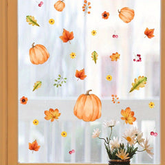 Pumpkin Leaf Cherry Wall Sticker for Halloween Decor