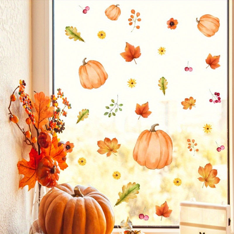 Pumpkin Leaf Cherry Wall Sticker for Halloween Decor