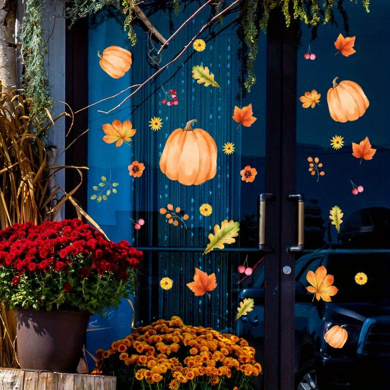 Pumpkin Leaf Cherry Wall Sticker for Halloween Decor