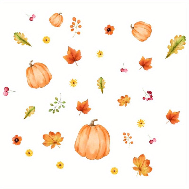 Pumpkin Leaf Cherry Wall Sticker for Halloween Decor
