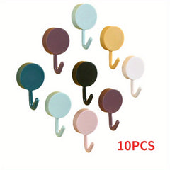 10pcs Mini Self Adhesive Hook Round Wall Mounted Hook