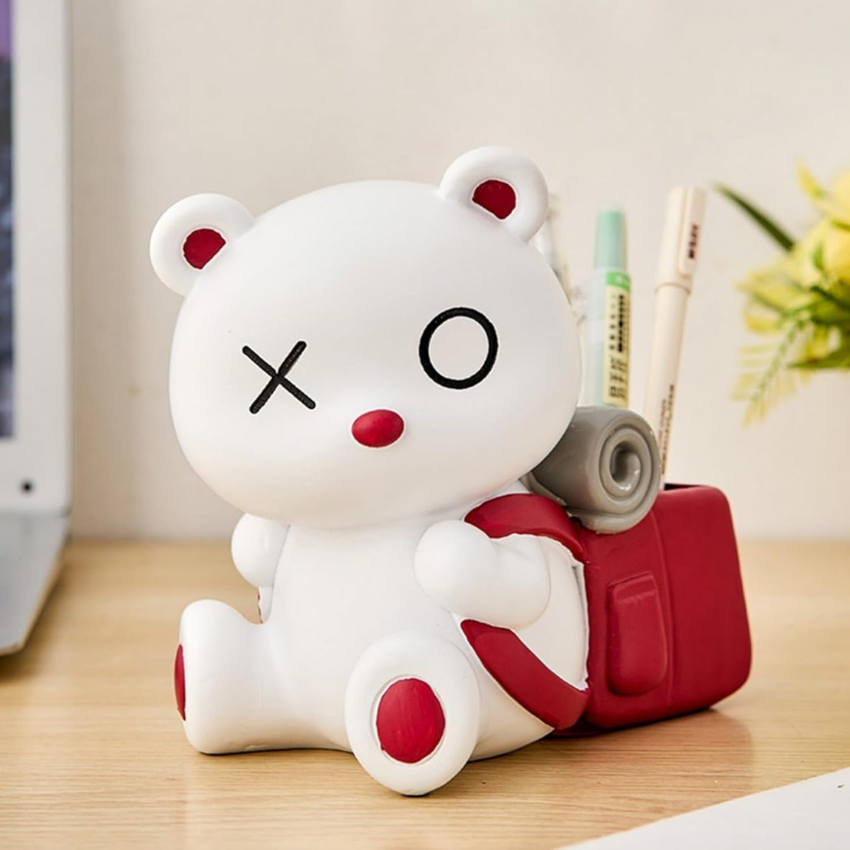 Bear Shaped Resin Pen Holder Decorative Desk Organizer
