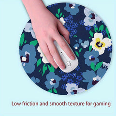 Yellow Navy Floral Mouse Pad Mat Round Print Pattern Worker Gift