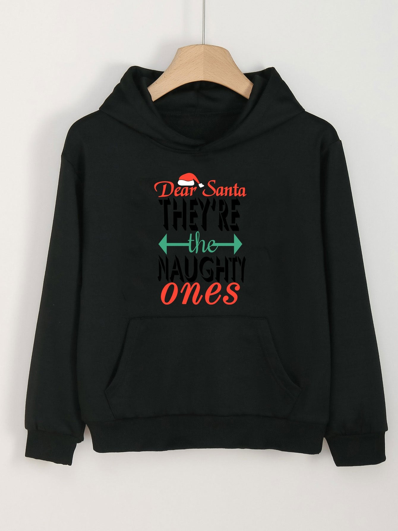 Girls Naughty Words Long Sleeve Hooded Sweatshirt Pullover