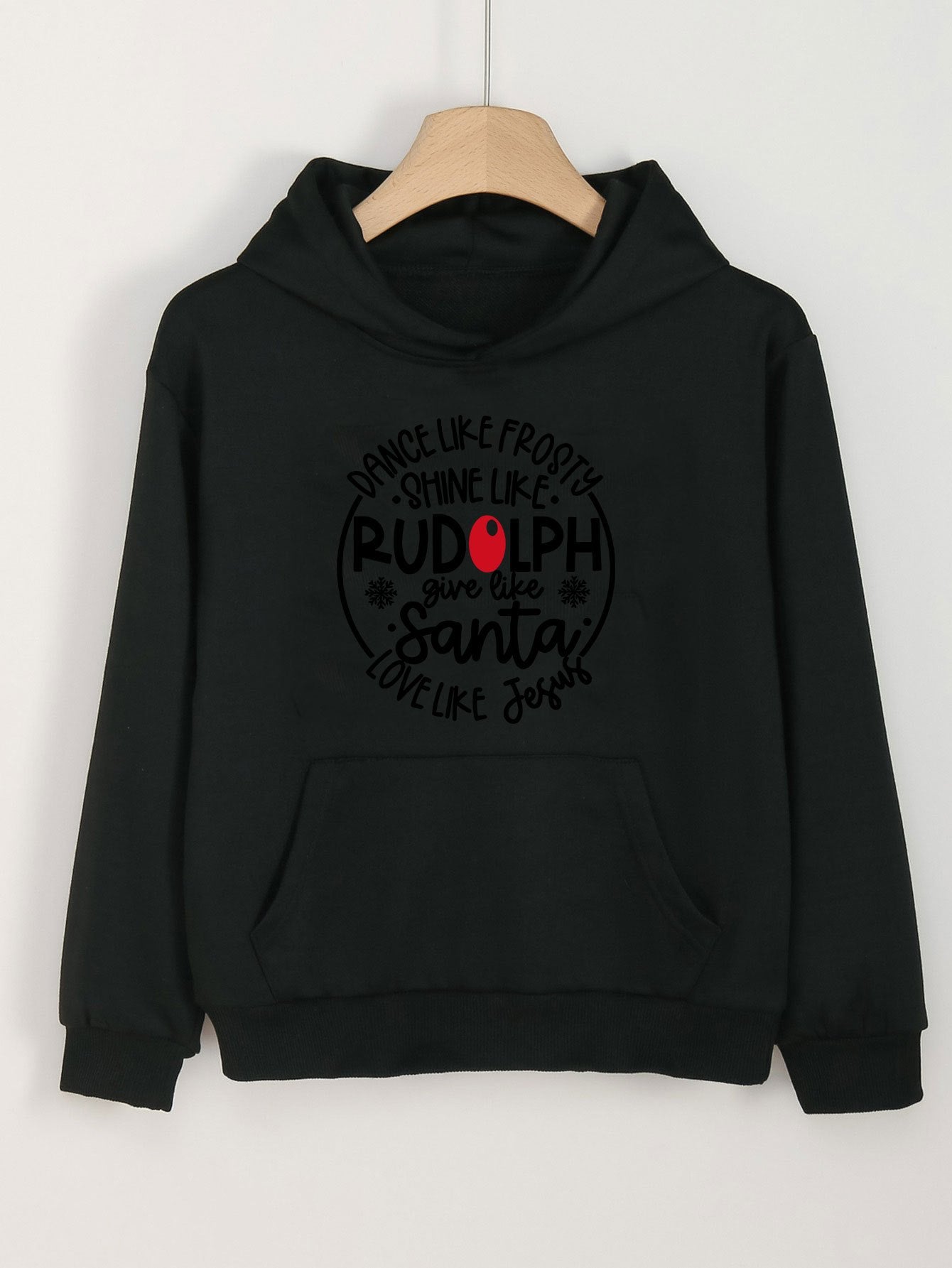 Girls Lovely Christmas Letter Long Sleeve Hooded Sweatshirt Top Pullover